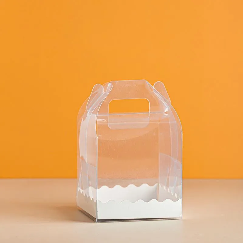 4 Inch to 6 Inch Transparent Mini Cake Box - Carrier PVC Acetate Bento