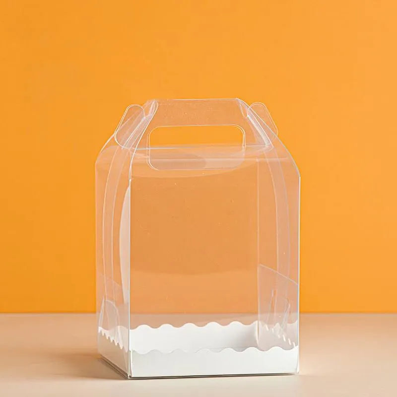 4 Inch to 6 Inch Transparent Mini Cake Box - Carrier PVC Acetate Bento