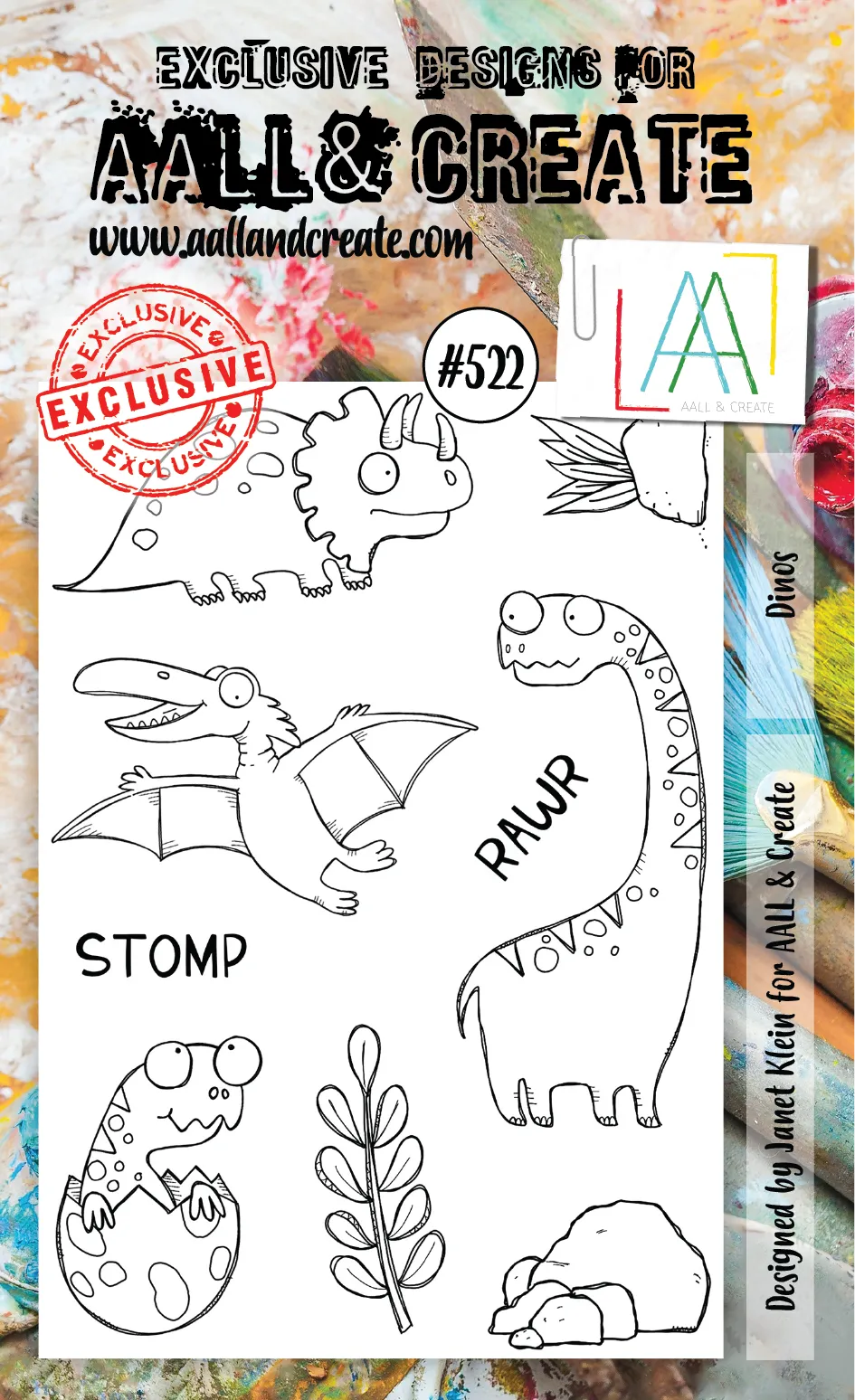 AALL & Create - A6 - Clear Stamps - 522 - Dinos - Janet Klein (discontinued)