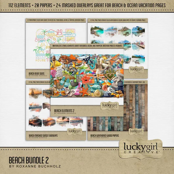 Beach Masked Sunset Overlays Digital Scrapbook Kit