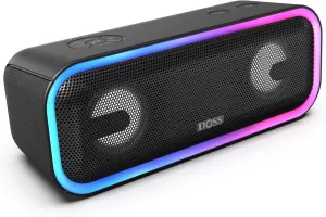 Bluetooth Speaker,  Soundbox Pro  Wireless Pairing Speaker with 24W Stereo Sound, Punchy Bass, IPX6 Waterproof, 15Hrs Playtime, Multi-Colors Lights, for Home,Outdoor-Black