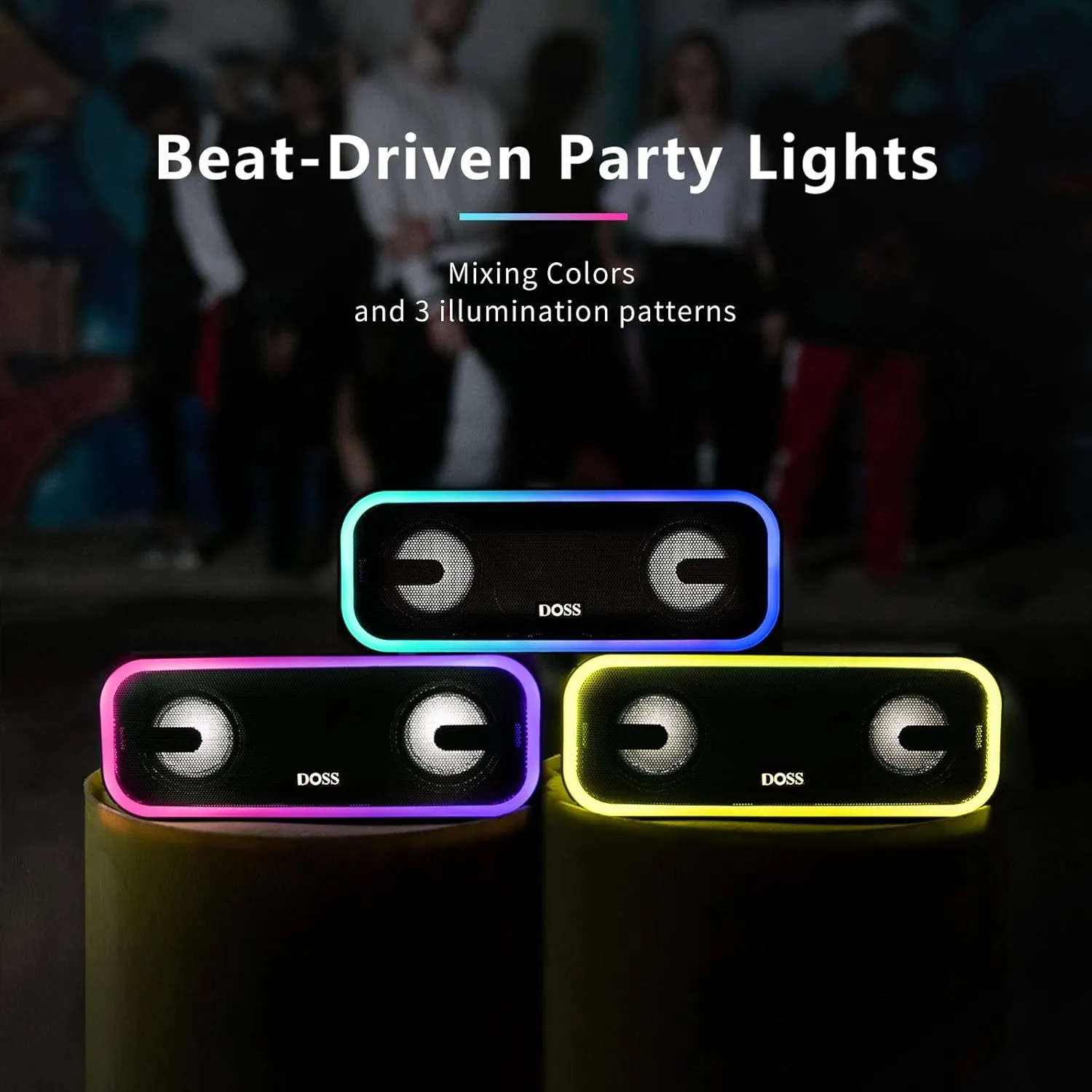 Bluetooth Speaker,  Soundbox Pro  Wireless Pairing Speaker with 24W Stereo Sound, Punchy Bass, IPX6 Waterproof, 15Hrs Playtime, Multi-Colors Lights, for Home,Outdoor-Black