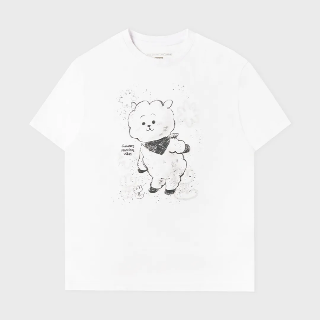 BT21 BASIC DRAWING SHORT SLEEVE TSHIRT WHITE RJ