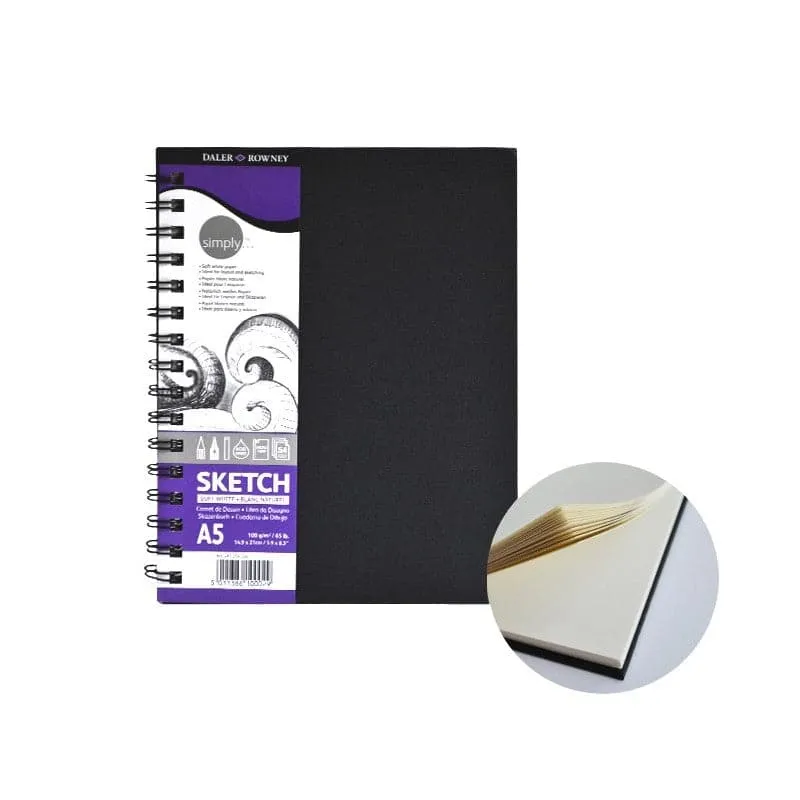 Daler Rowney Simply Spiral Sketchbook In Black Hard Cover