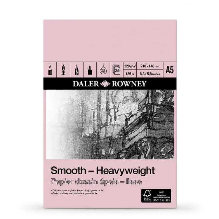 Daler Rowney Smooth Heavyweight Pad 220gsm 25 Sheets