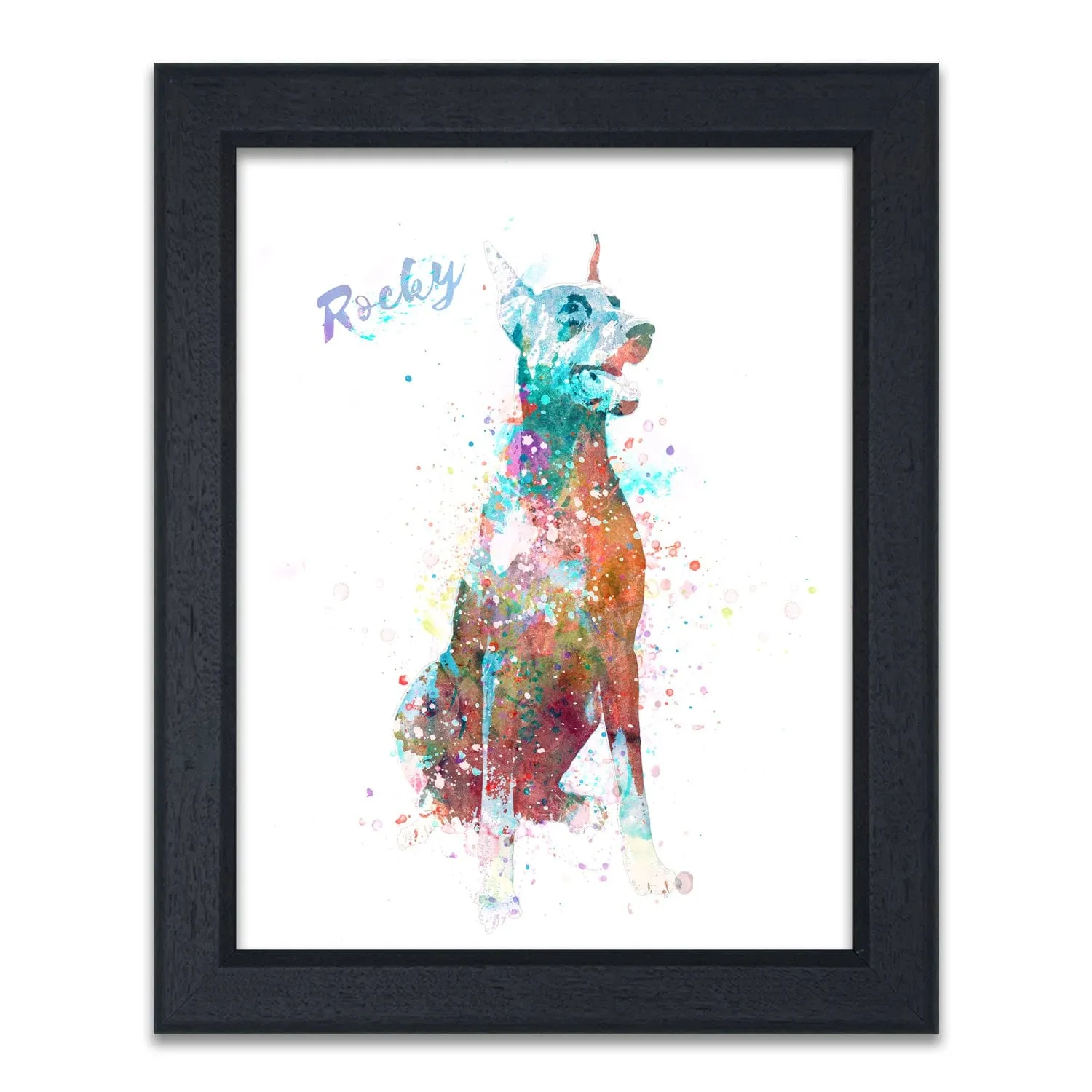 Doberman Watercolor Print