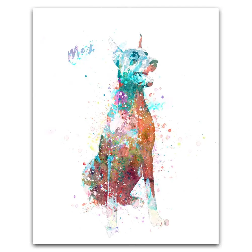 Doberman Watercolor Print