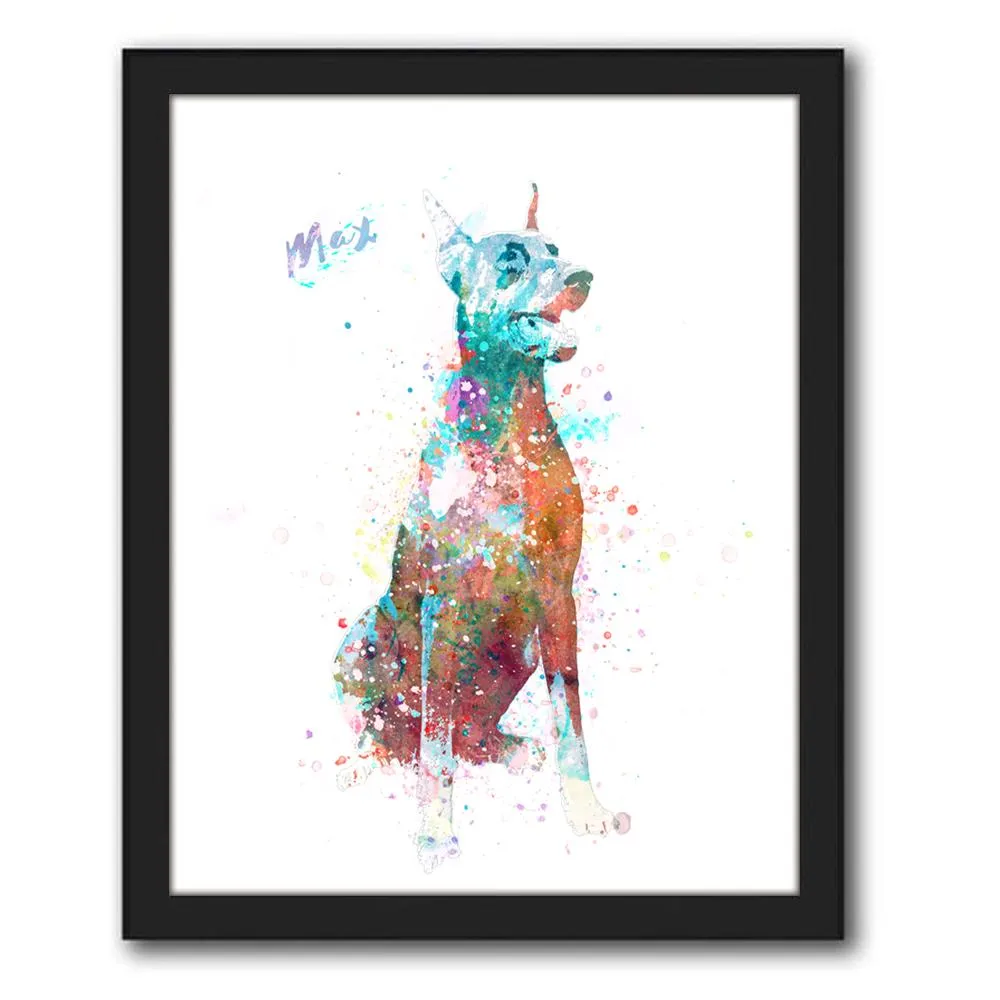 Doberman Watercolor Print