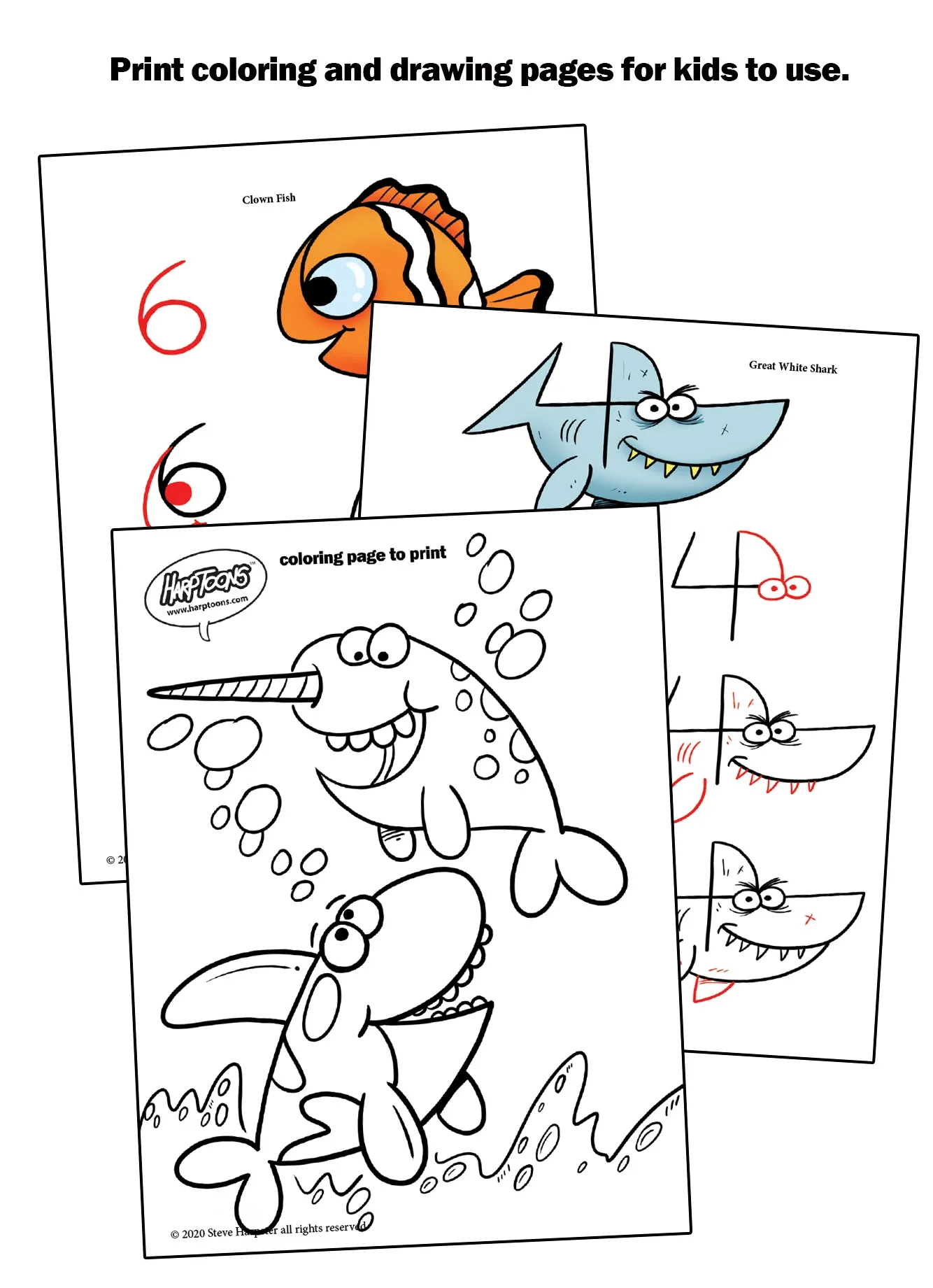 Drawing Sea Animals With Numbers and Letters