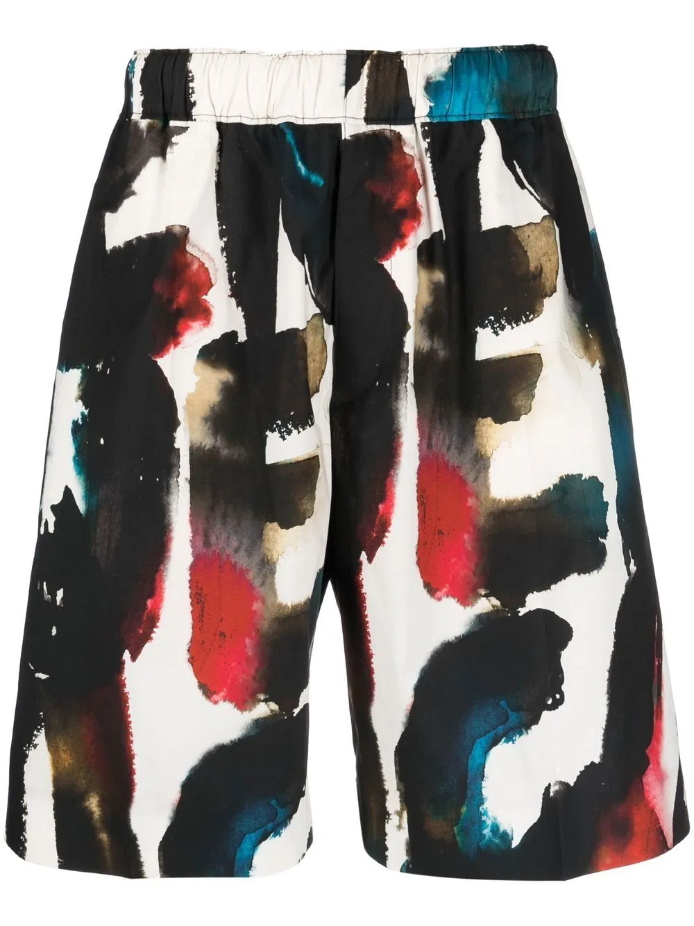 ELASTICATED WATERCOLOR GRAFFITI SHORTS