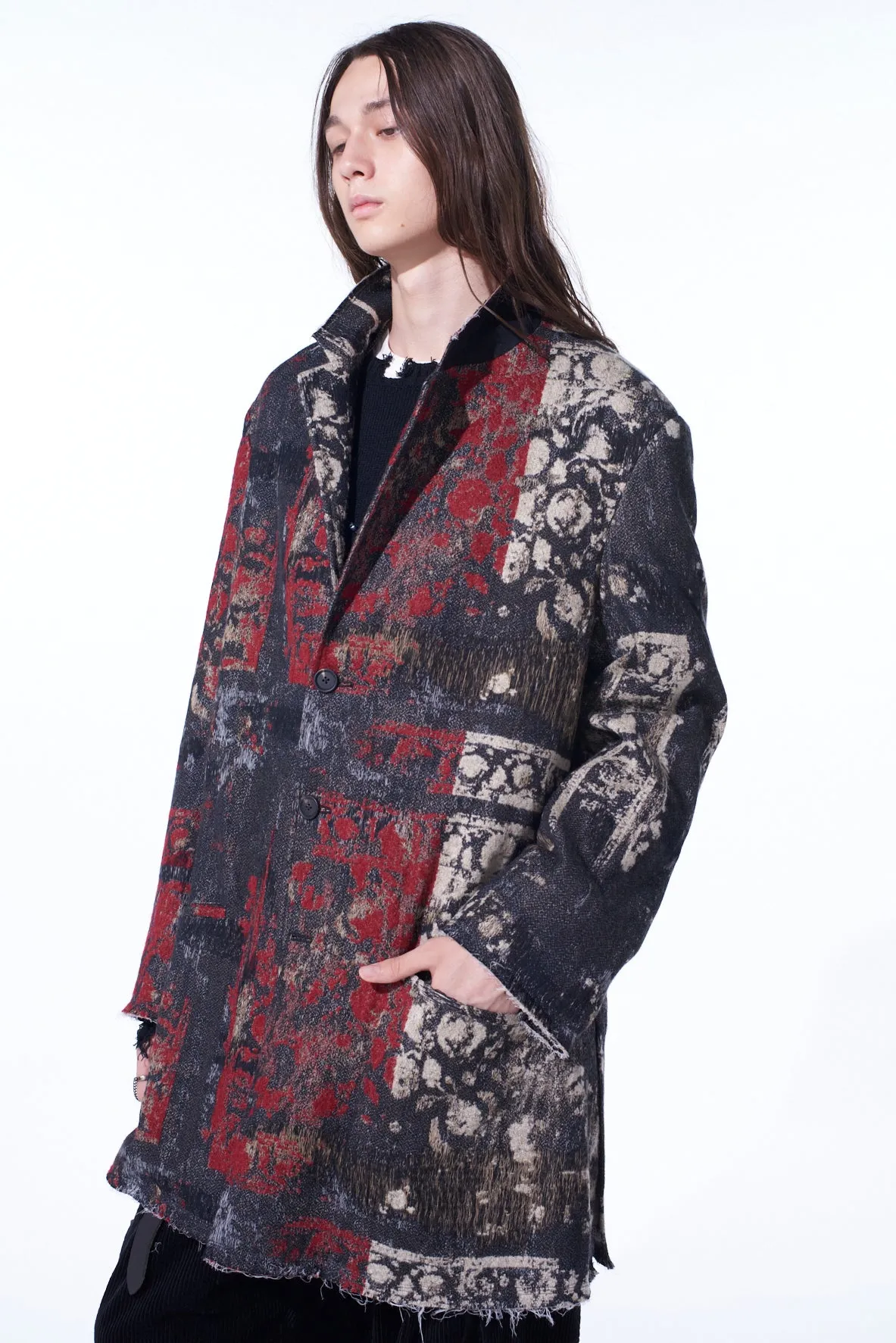 FLORAL JACQUARD LONG JACKET