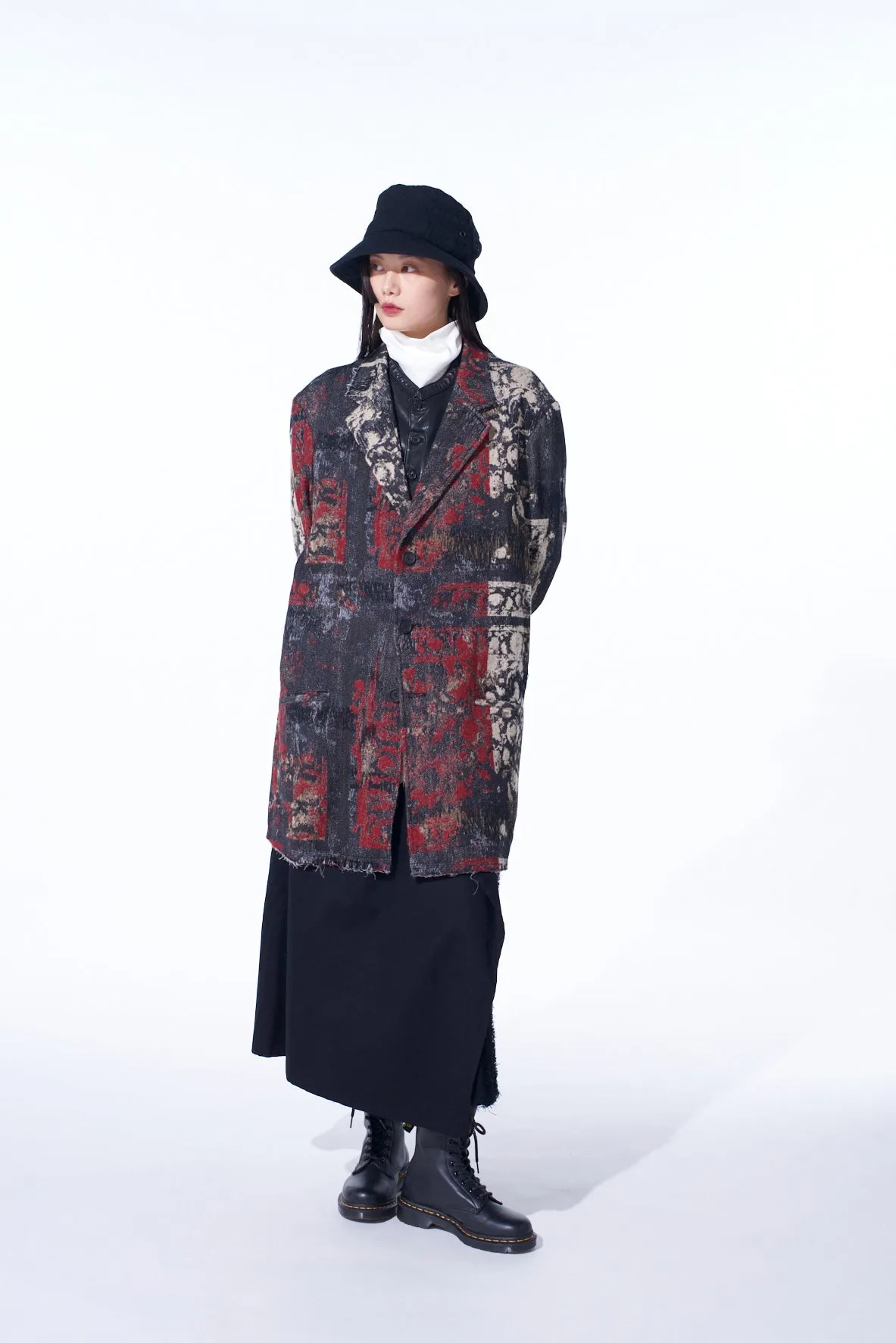 FLORAL JACQUARD LONG JACKET