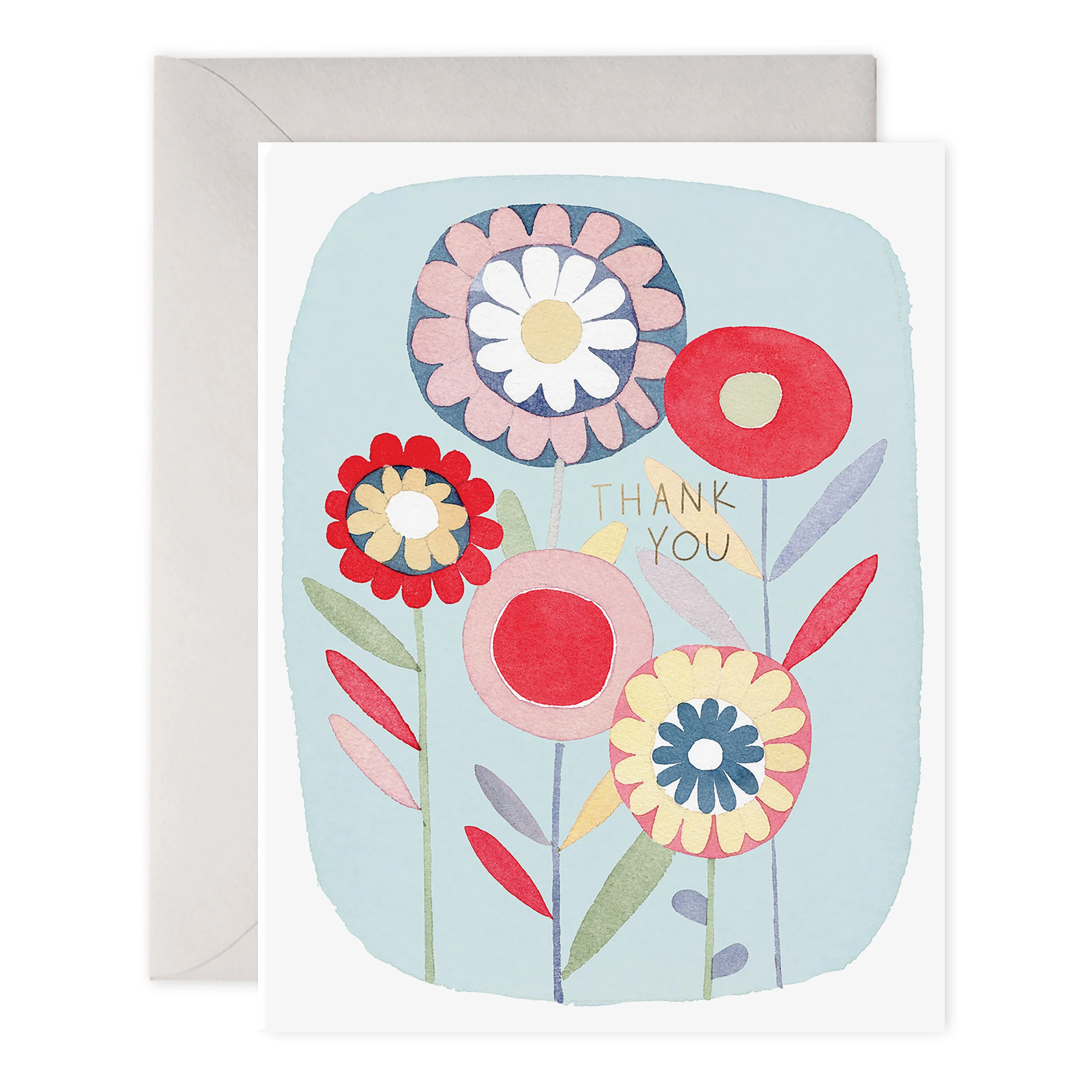 Folky Flowers Thanks Greeting Card