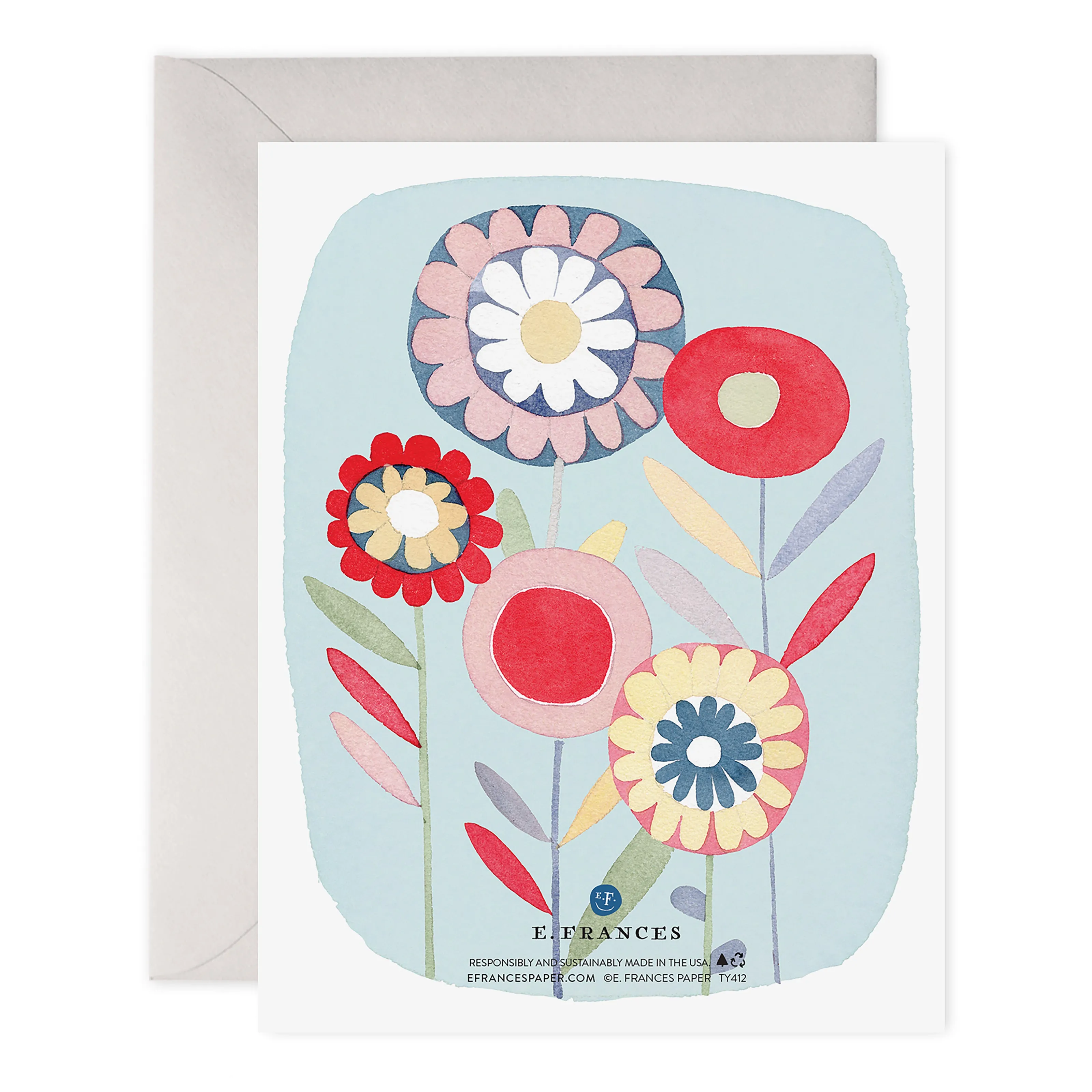 Folky Flowers Thanks Greeting Card