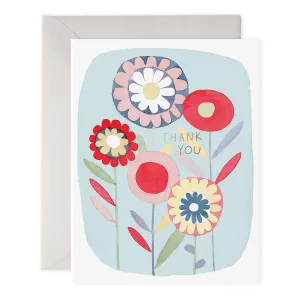 Folky Flowers Thanks Greeting Card