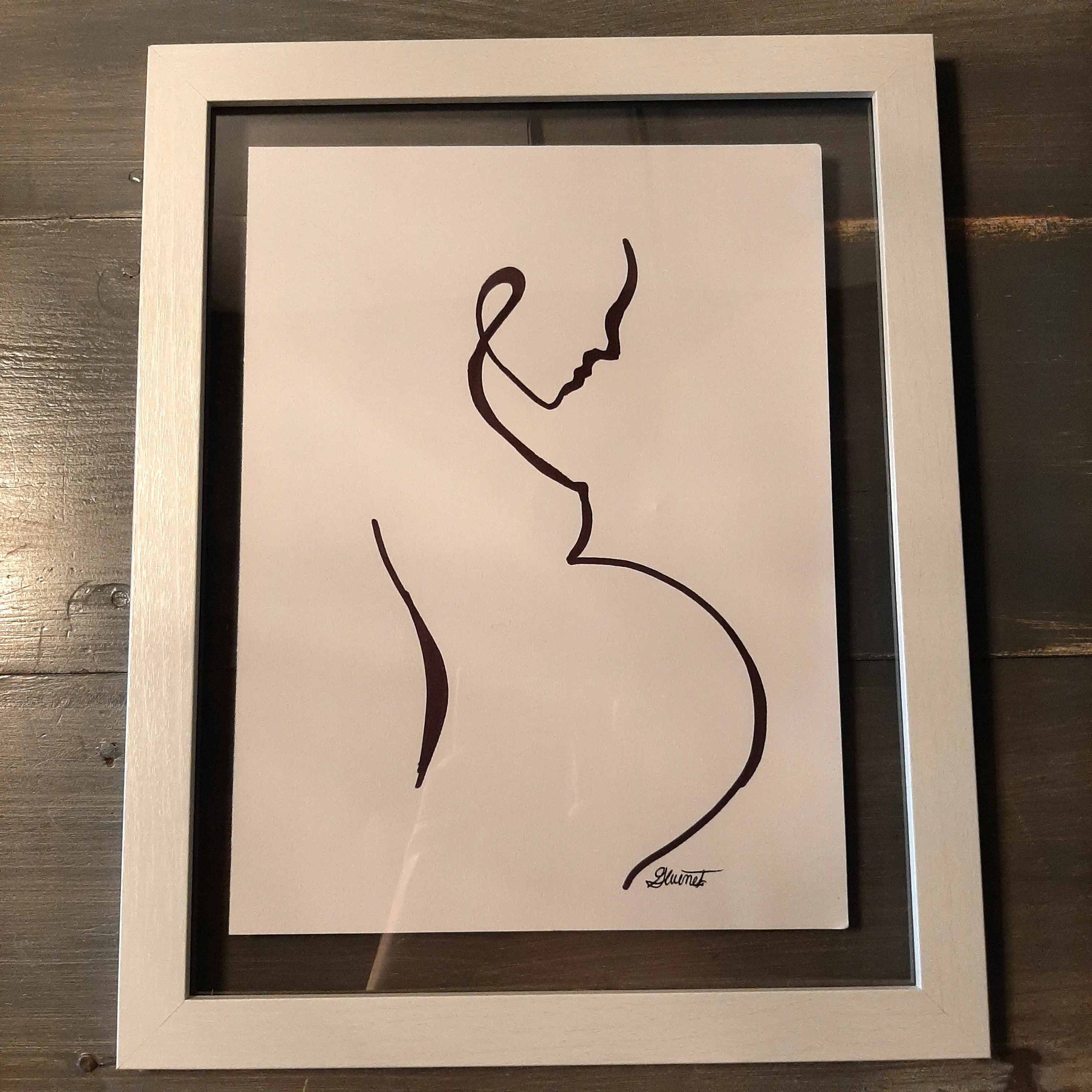 Framed line art maternity drawings, Asst'd