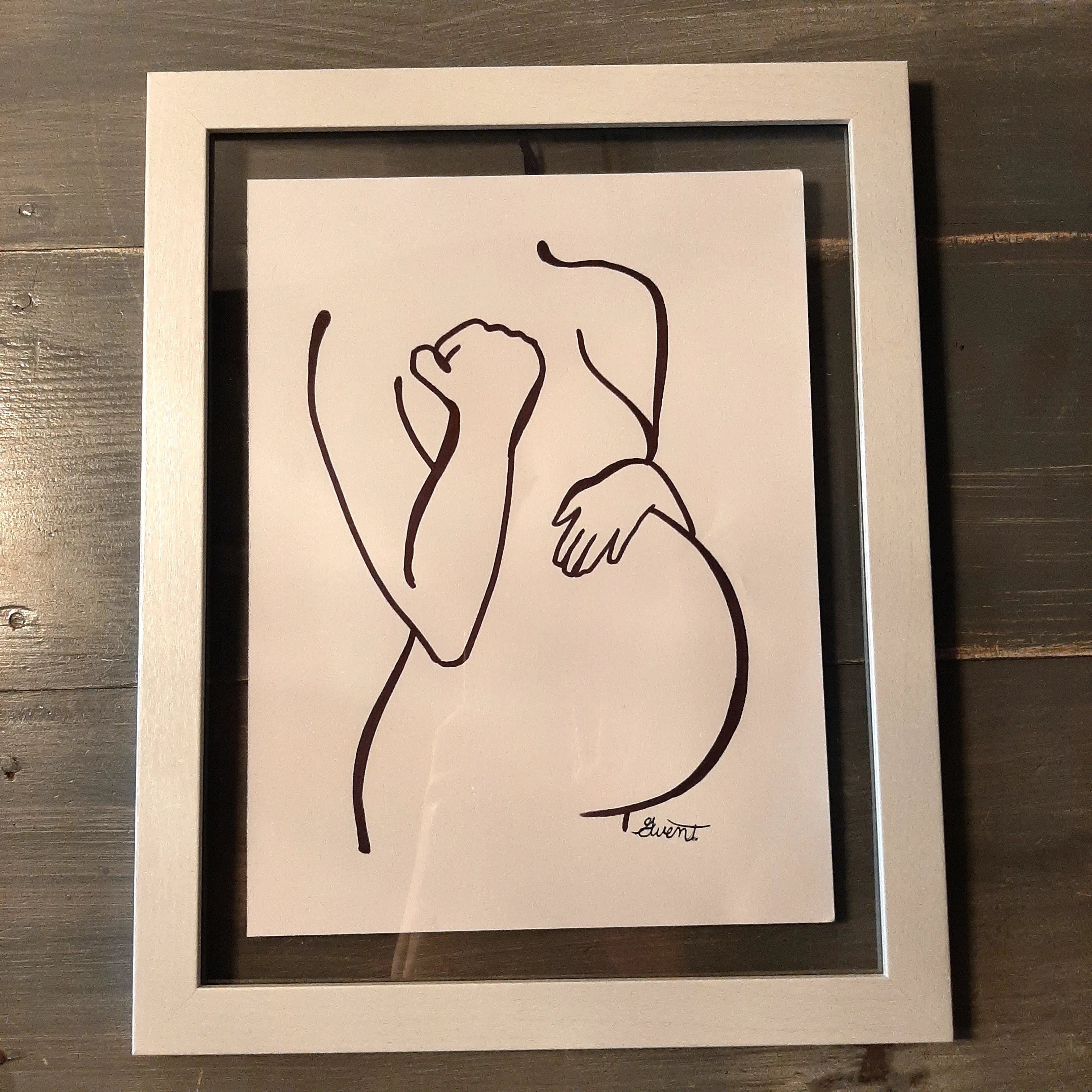 Framed line art maternity drawings, Asst'd