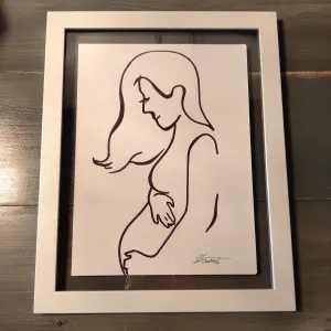 Framed line art maternity drawings, Asst'd