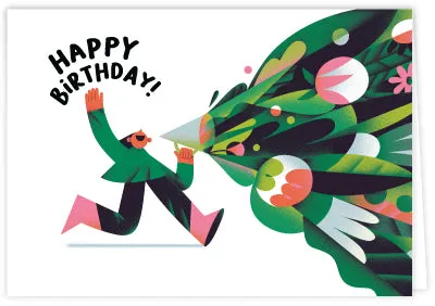 Green Happy Birthday Card By Tania Yakunova