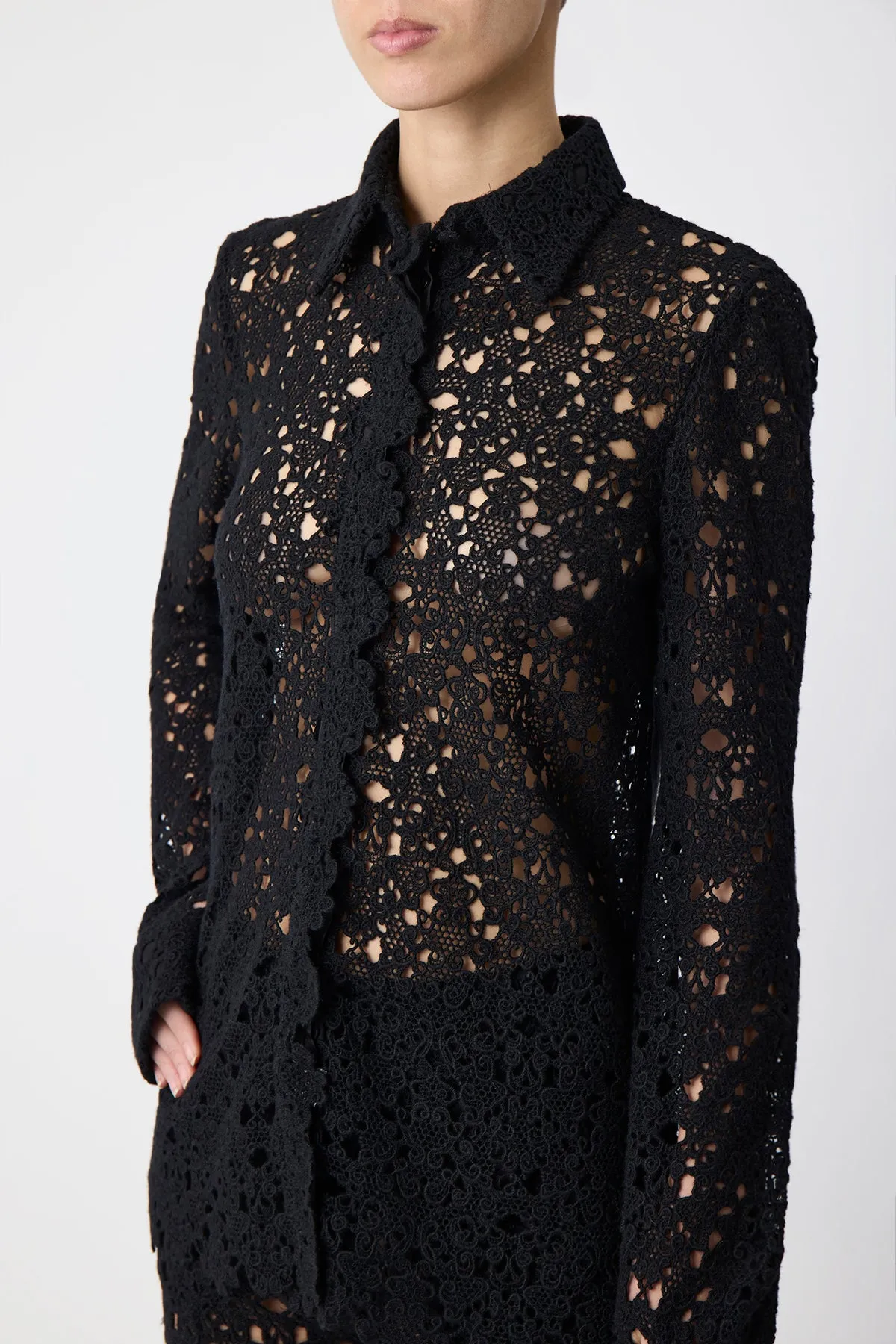 Heath Shirt in Black Cashmere Lace