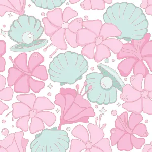 Hibiscus and Pearls Wallpaper