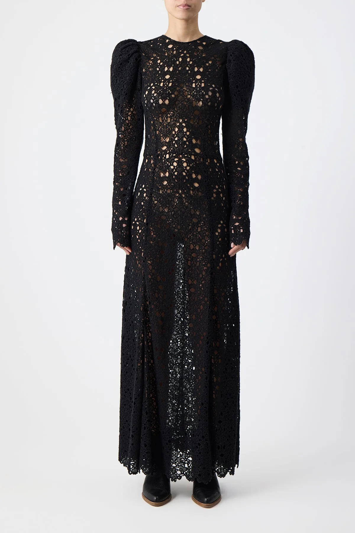 Lana Dress in Black Cashmere Lace