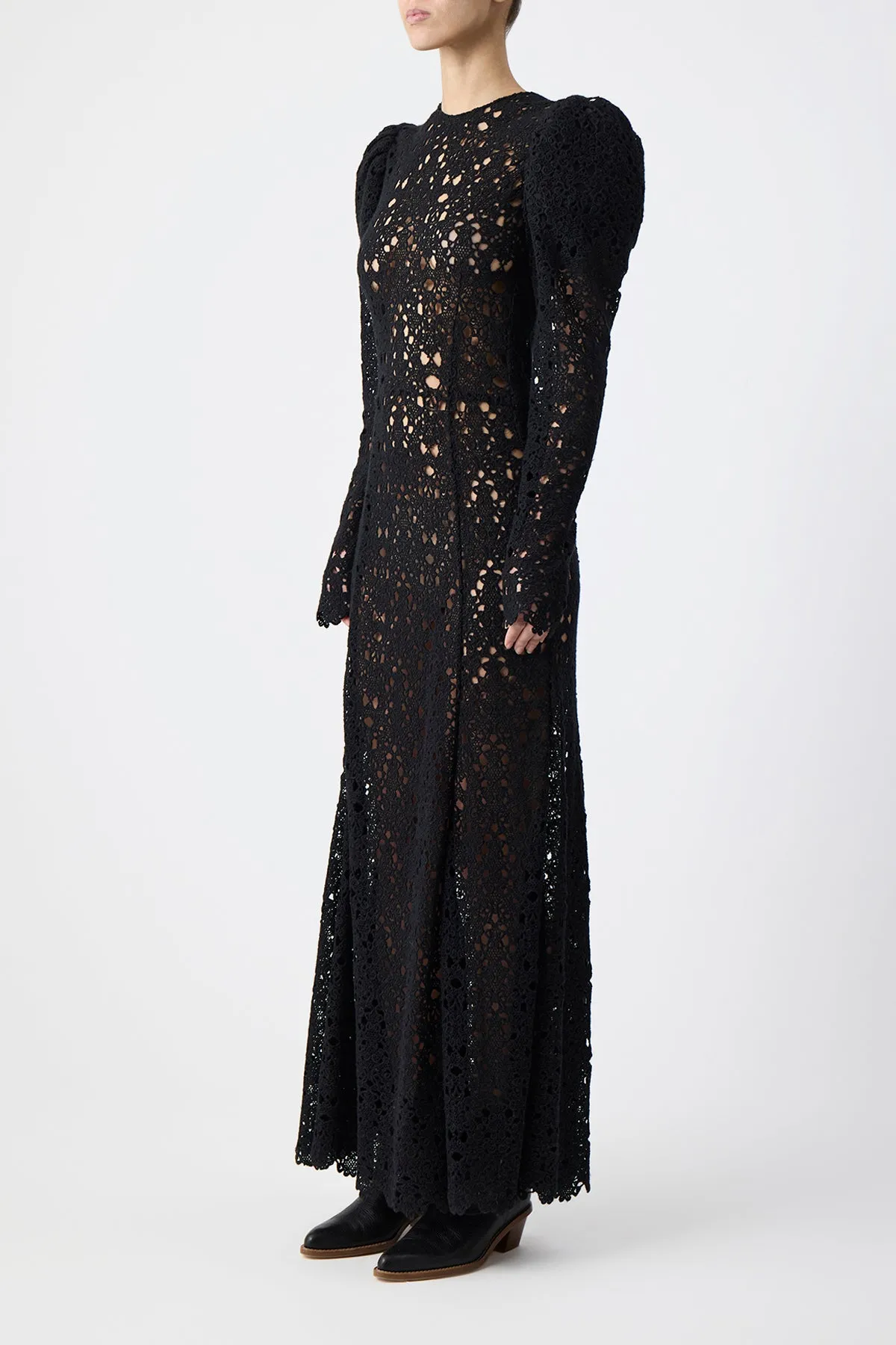 Lana Dress in Black Cashmere Lace