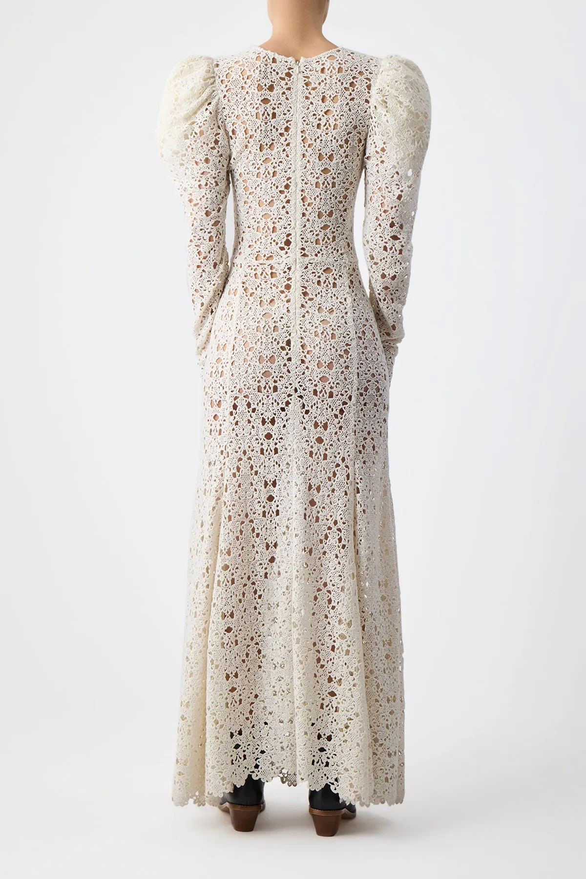 Lana Maxi Dress in Ivory Cashmere Lace