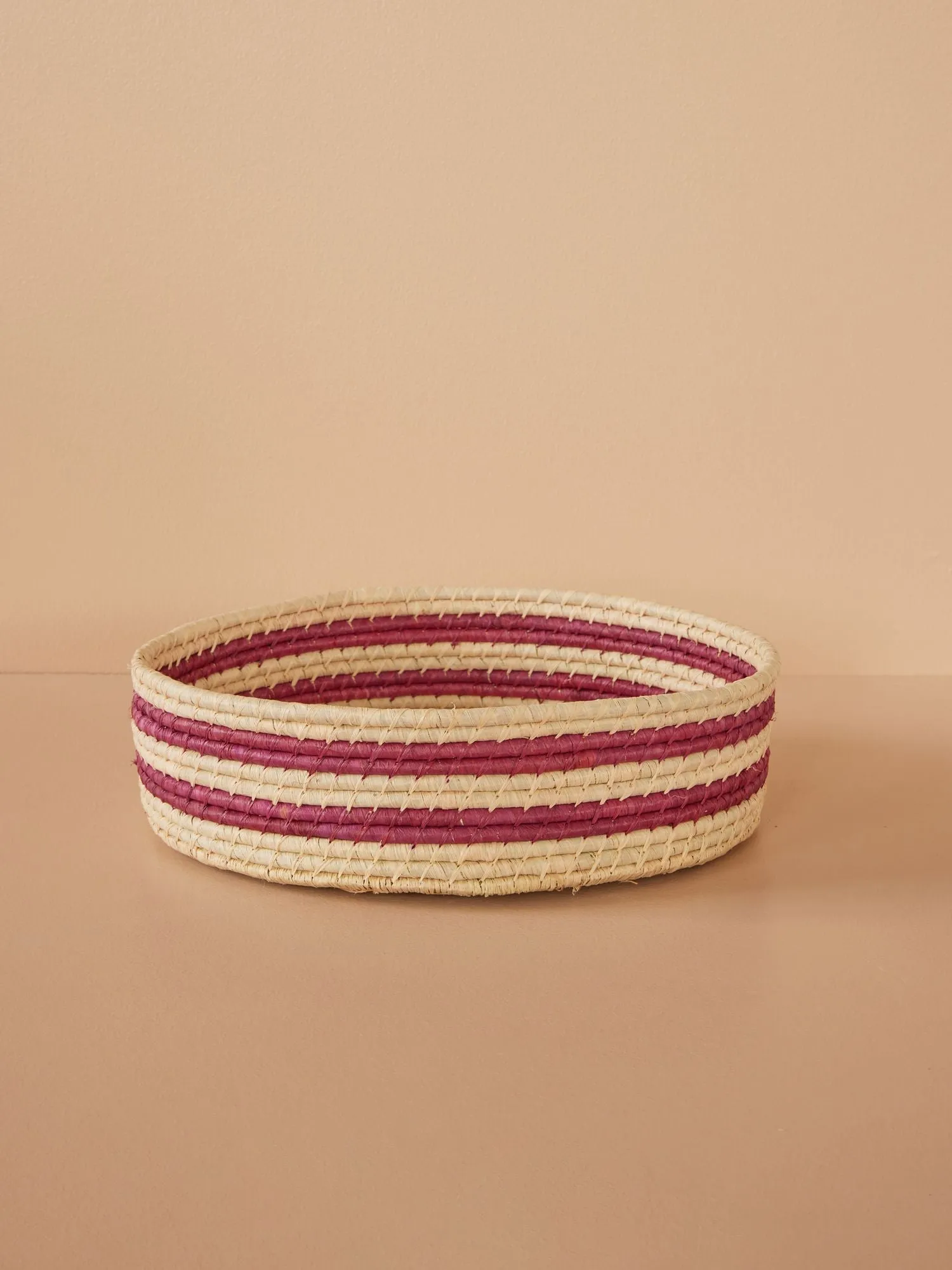 Large Round Raffia Basket - Aubergine