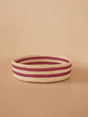 Large Round Raffia Basket - Aubergine