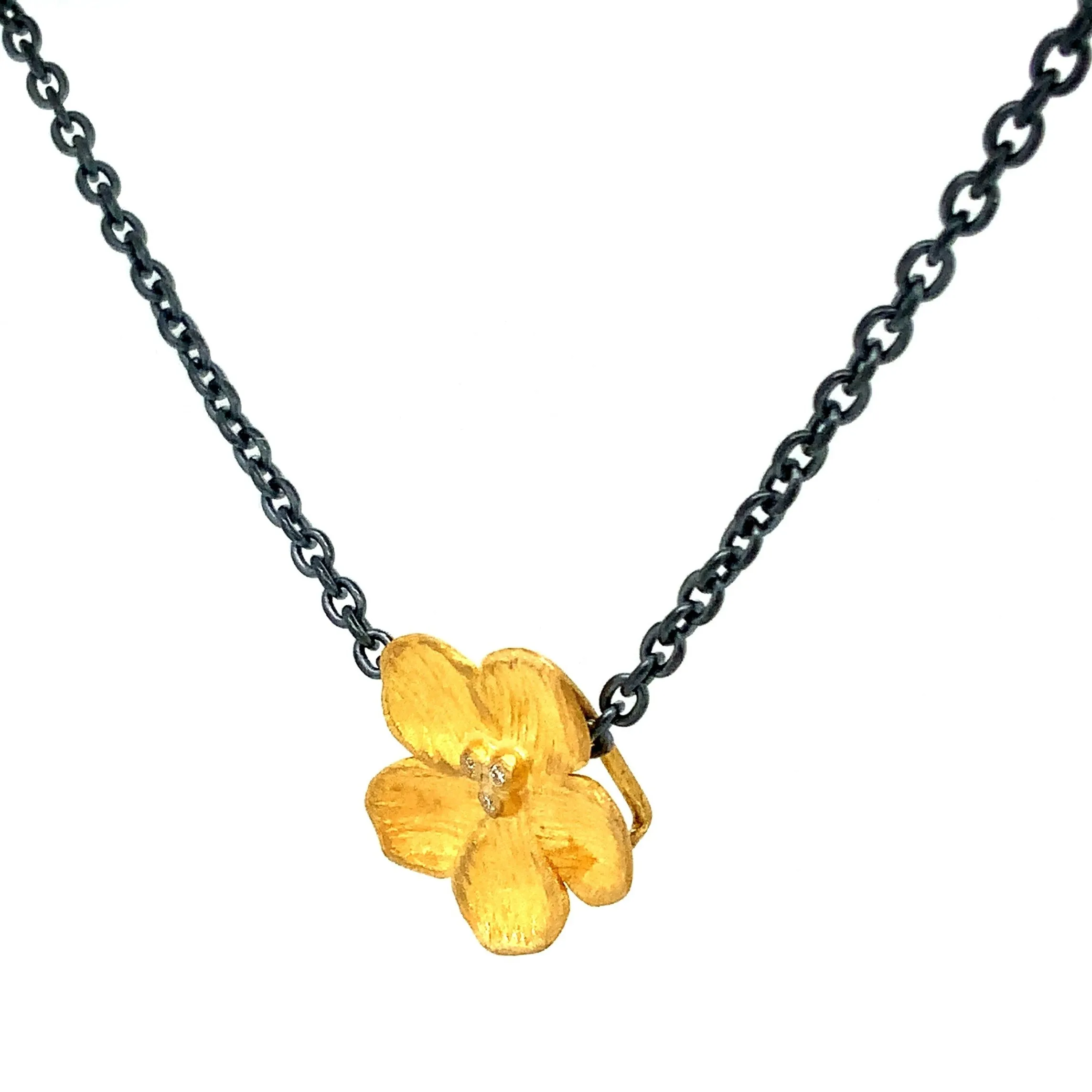 Lika Behar Pure Love Deserves Pure Gold Collection BUTTERCUP 22K Gold and Diamond Pendant