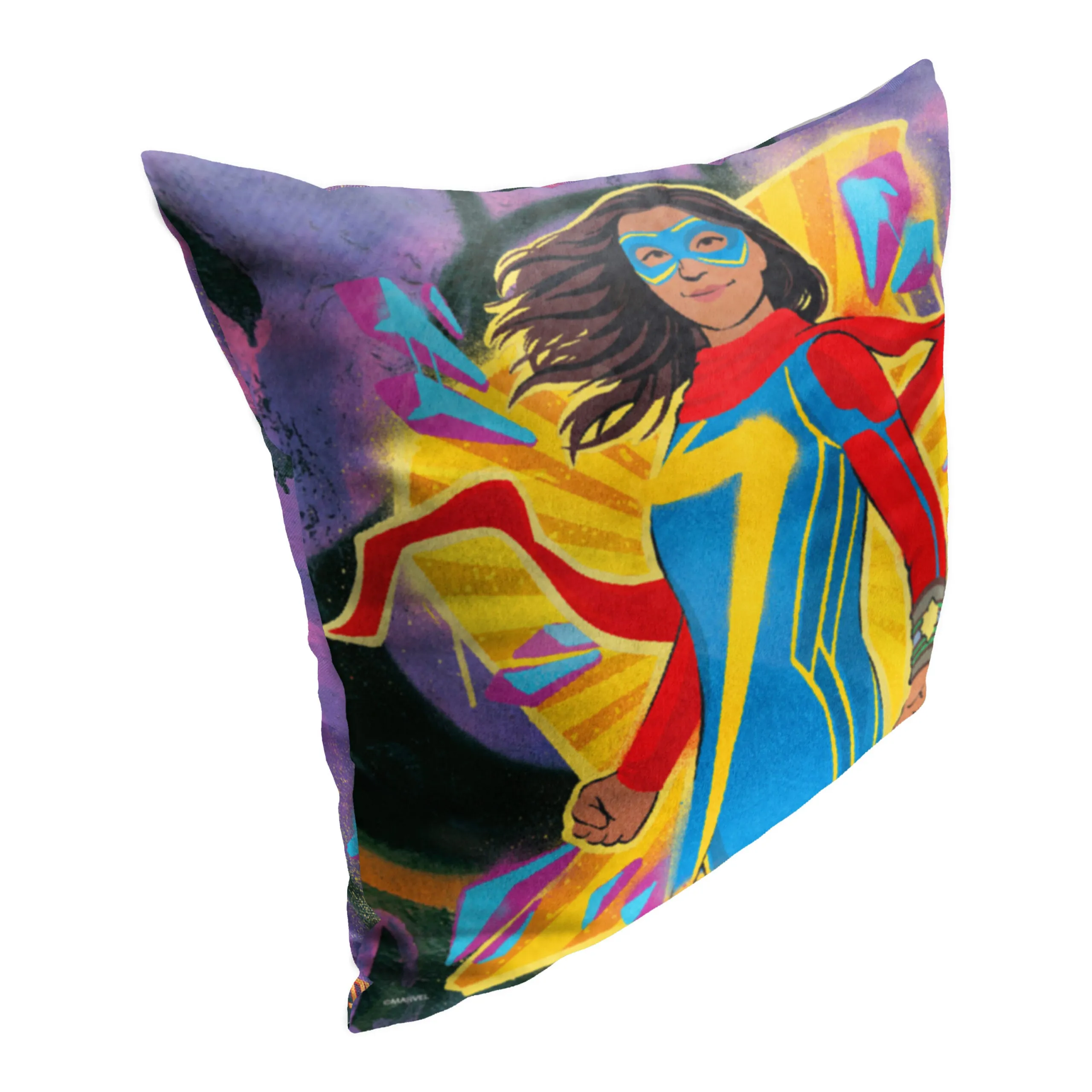 Marvel Ms Marvel Graffiti Marvel Throw Pillow 18x18 Inches