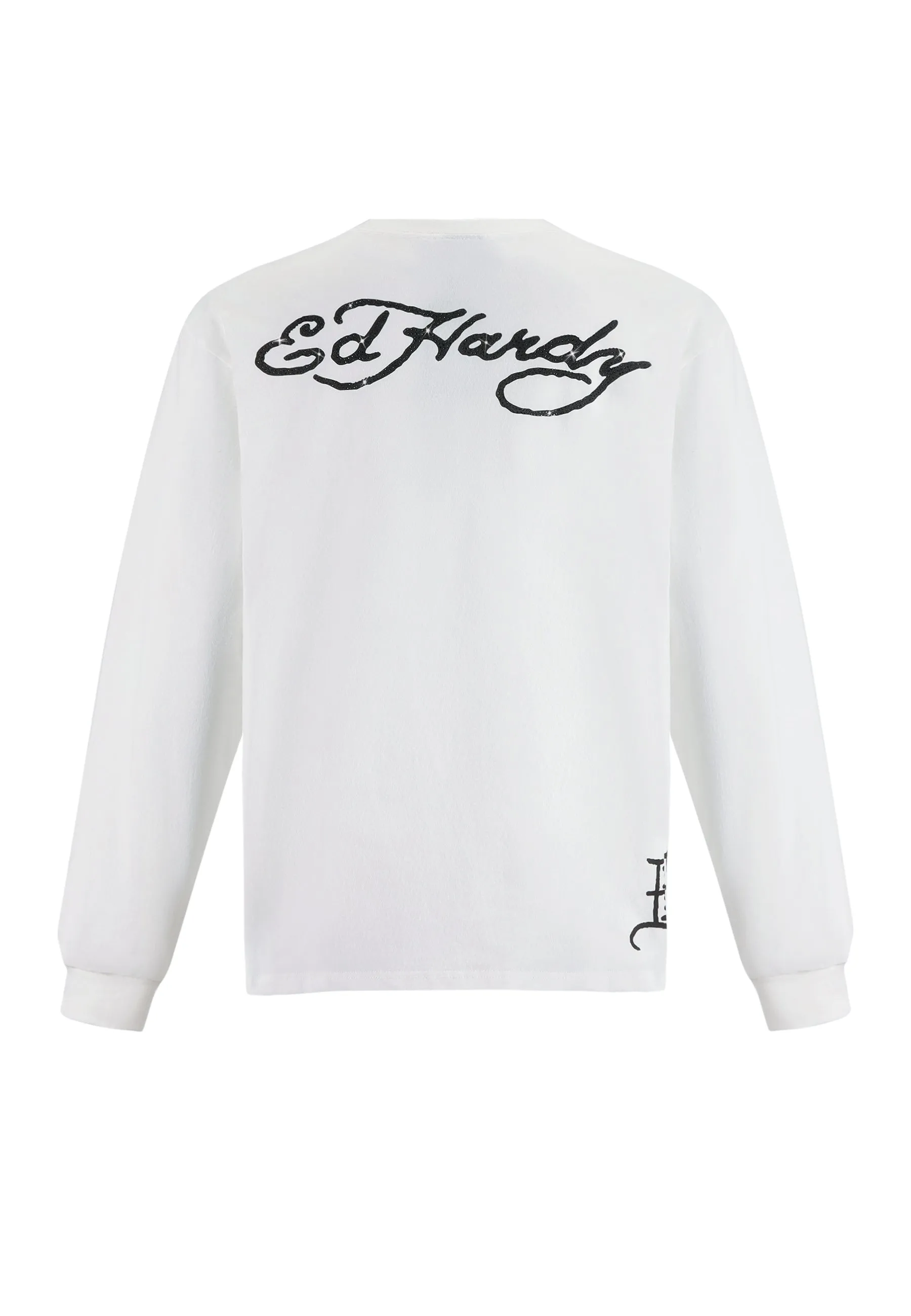 Mens Venom Slither Diamante Long Sleeved Tshirt - White