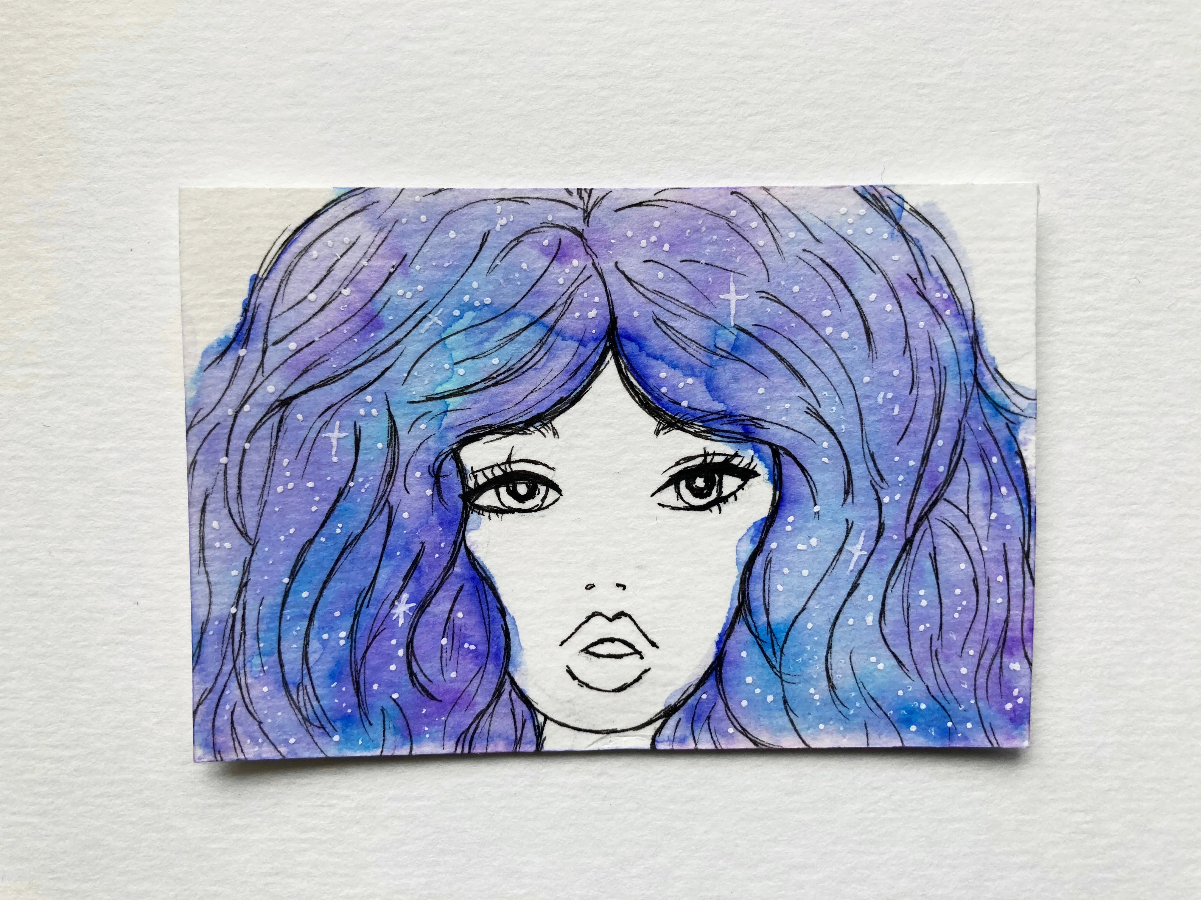 Mini Watercolor Galaxy Hair Painting