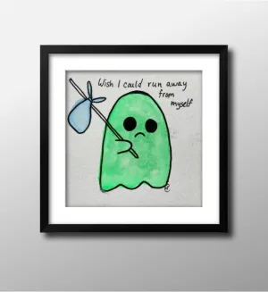 Mini Watercolor Sad Ghost Comic Painting