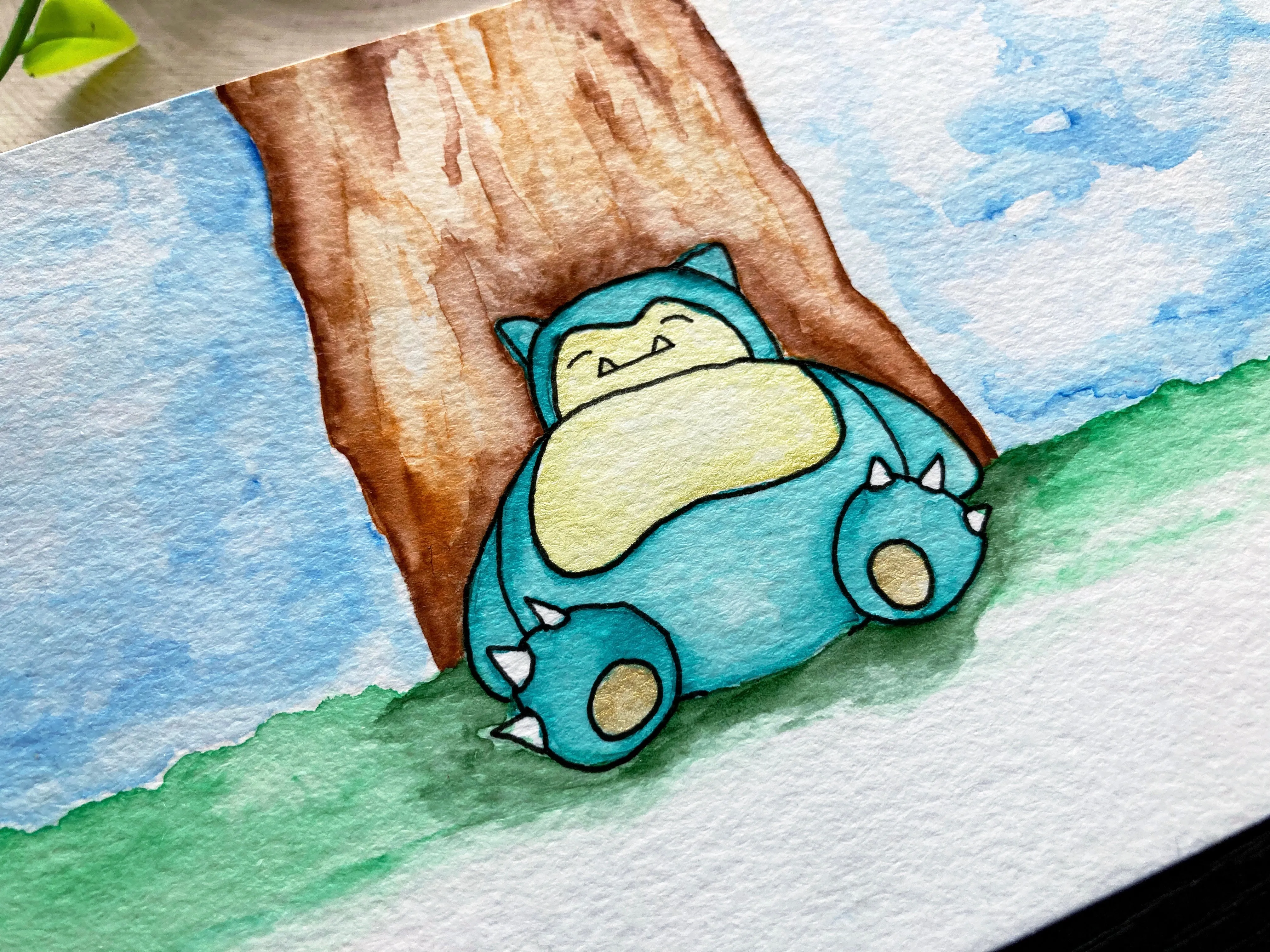 Original Watercolor Snoring Mon