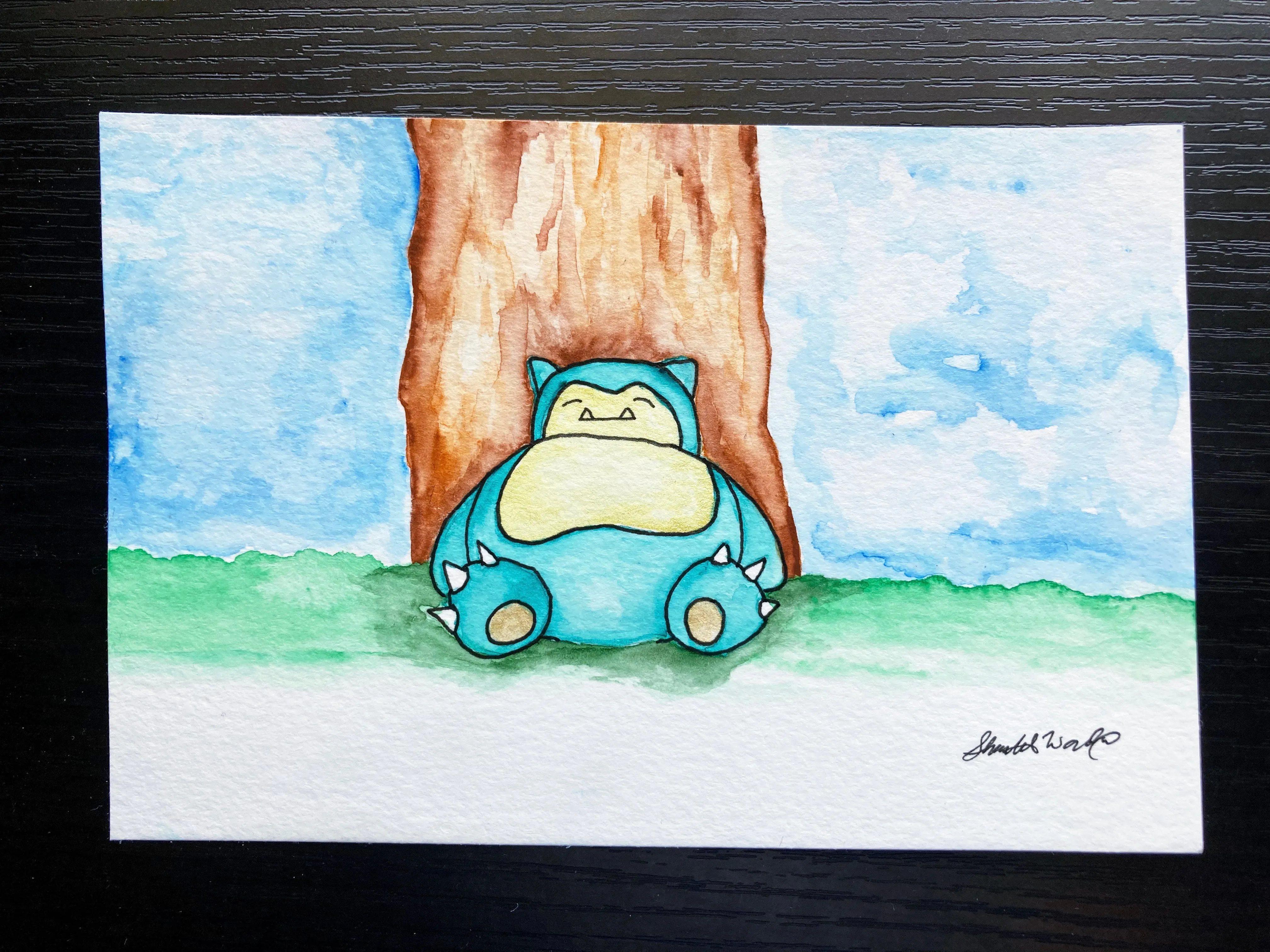 Original Watercolor Snoring Mon