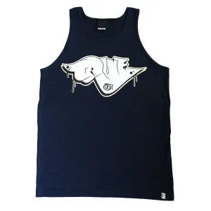 True Mens Throwie Tank Top Navy