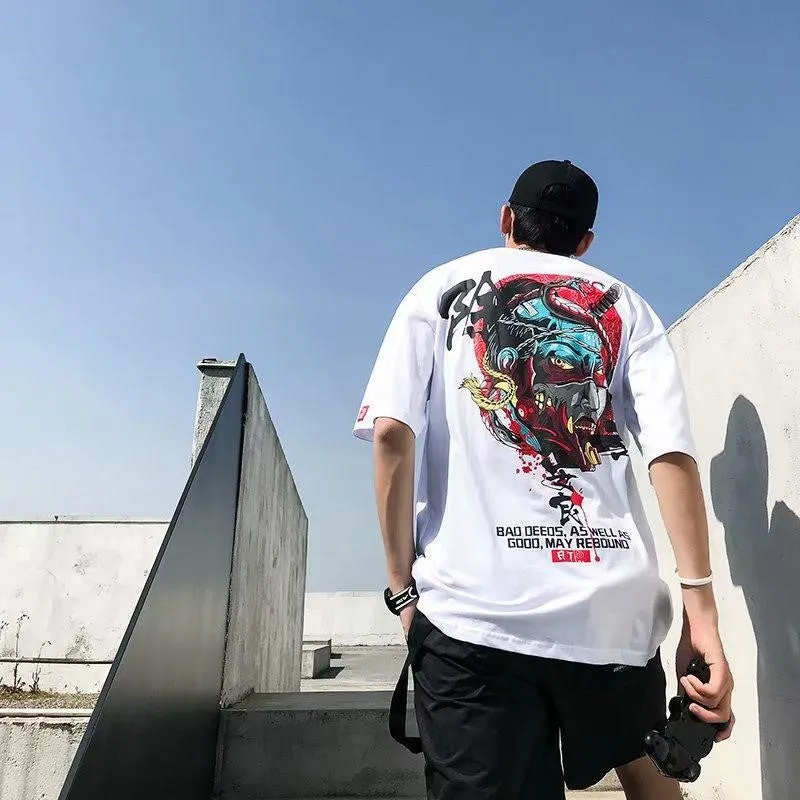 WLS Streetwear Classic Japanese Ninja Graffiti Printed Stylish Tee