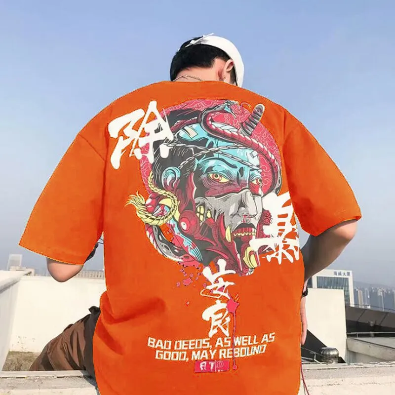 WLS Streetwear Classic Japanese Ninja Graffiti Printed Stylish Tee